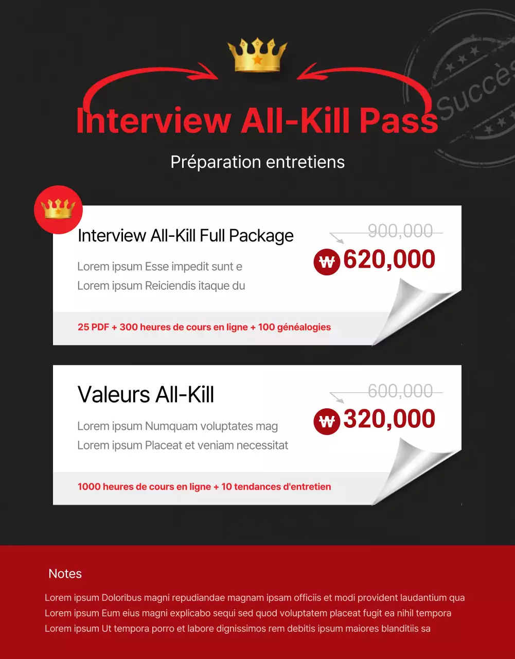 Une description simple, en rouge et noir, de la formation à l'entretien en ligne