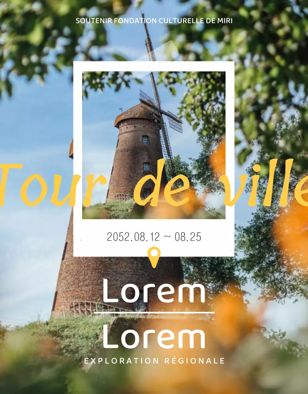 Programme d'exploration de la zone conceptuelle Polaroid en vert clair et jaune