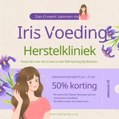 Paars en groen schoonheidssalon dan-o korting evenement promotie thema