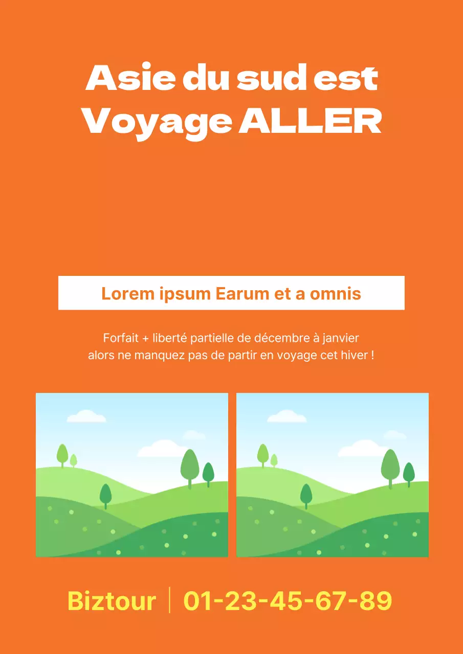 Promotion simple d'un forfait d'une compagnie de voyage avec une photo orange