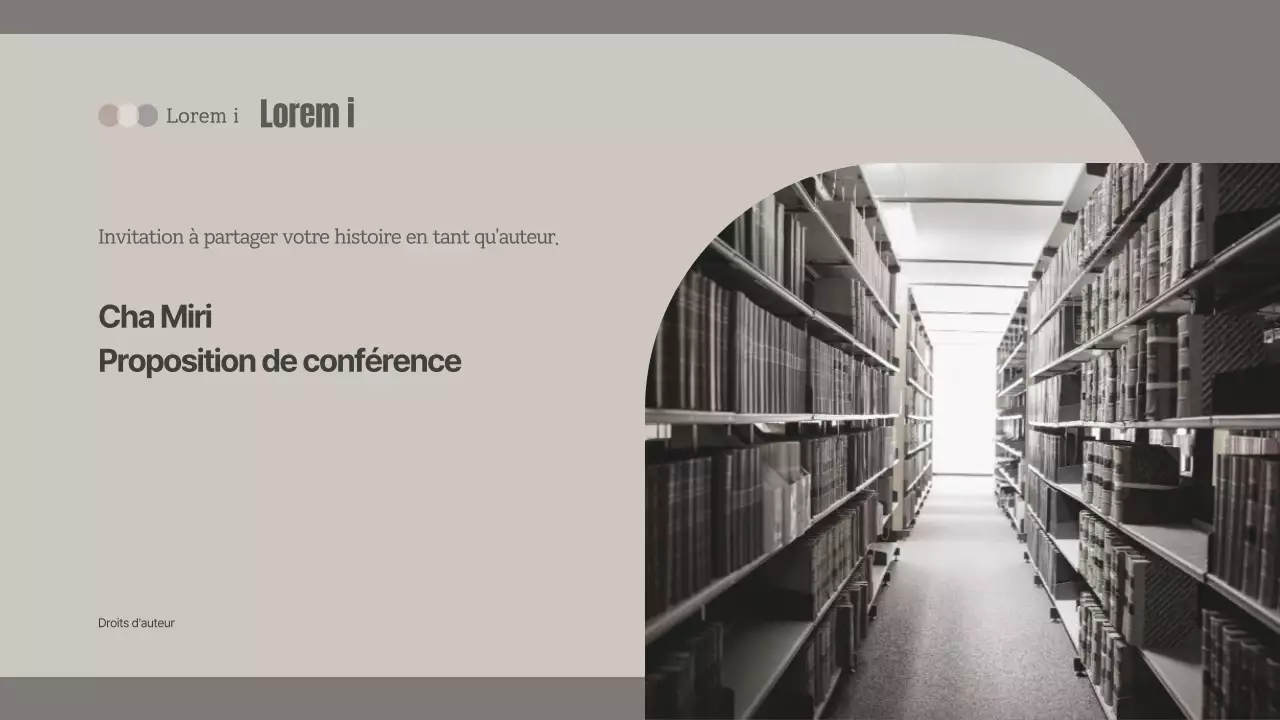 Proposition de conférence dans une librairie beige et grise