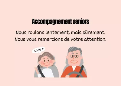 Guide illustré rose du couple de personnes âgées pour une conduite sûre