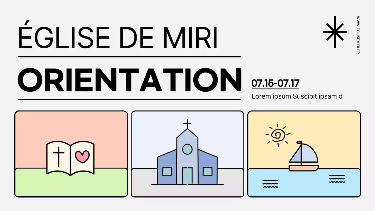 Une brochure de mission d'été de l'église aux couleurs pastel et épurées