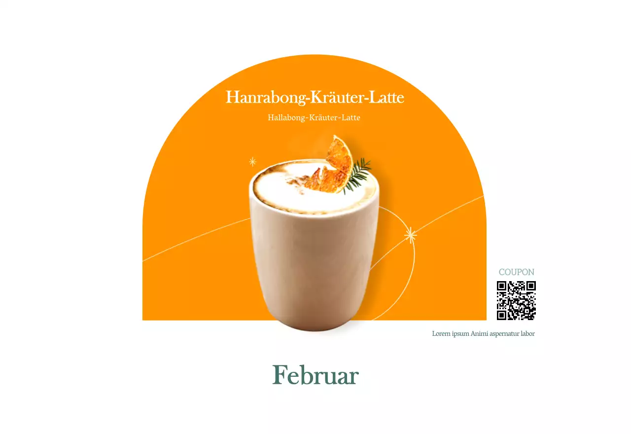 Cafe-Kalender mit Empfehlungen für das Getränk des Monats