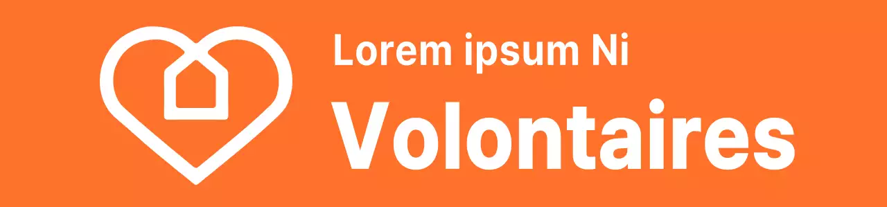 Logo avec texte rythmique en orange et blanc Organisation bénévole