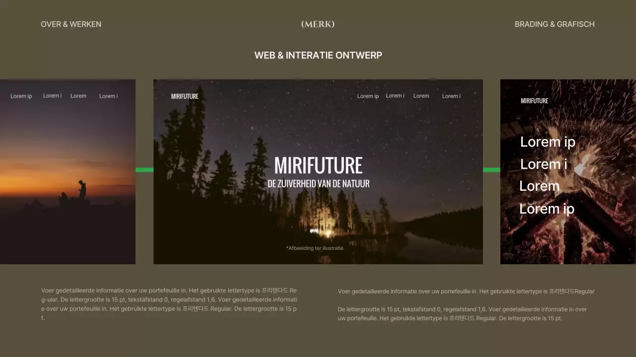 Grijs en kaki lijnen en vormen concept ontwerp portfolio