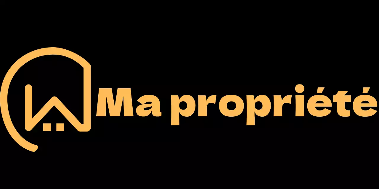 Logo immobilier avec une illustration de maison simple en jaune et noir