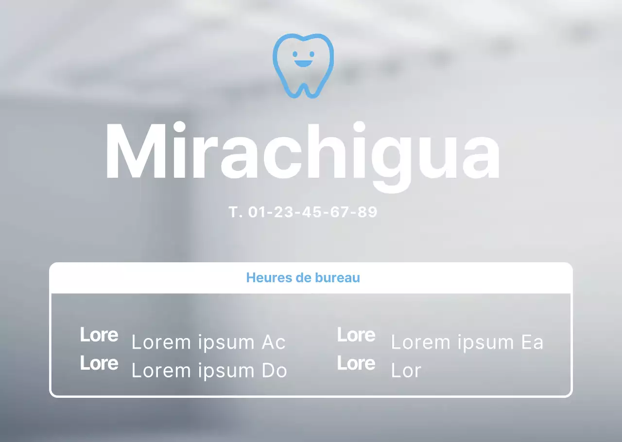 Affiche pour les heures d'ouverture d'une clinique dentaire avec logo bleu clair