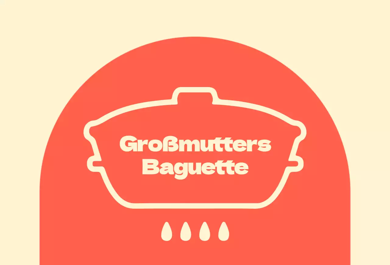 Großmutters Baguetteladen Balsa mit gewölbten roten Formen auf elfenbeinfarbenem Hintergrund