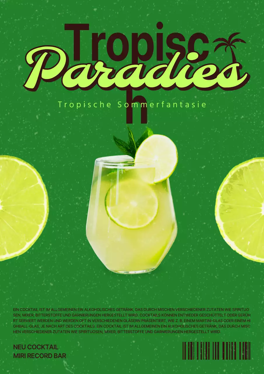 Förderung eines tropischen Cocktails in Rot und Grün