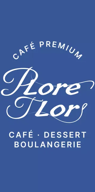 Marchandise de café avec un dessin cursif de classe en bleu et blanc