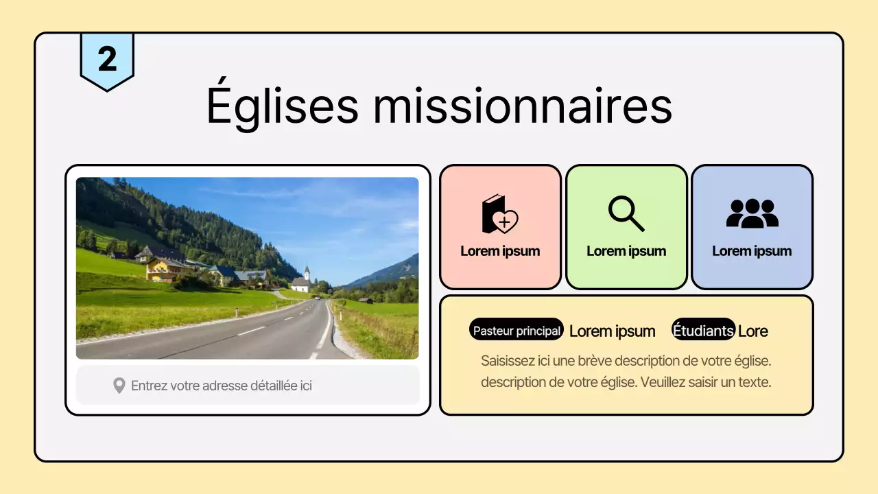 Une brochure de mission d'été de l'église aux couleurs pastel et épurées