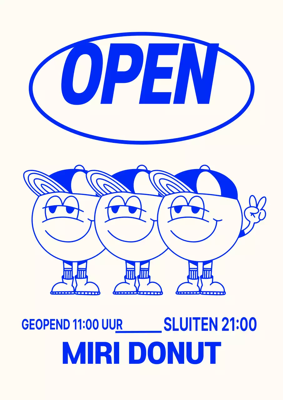 Café poster in ivoor en blauw