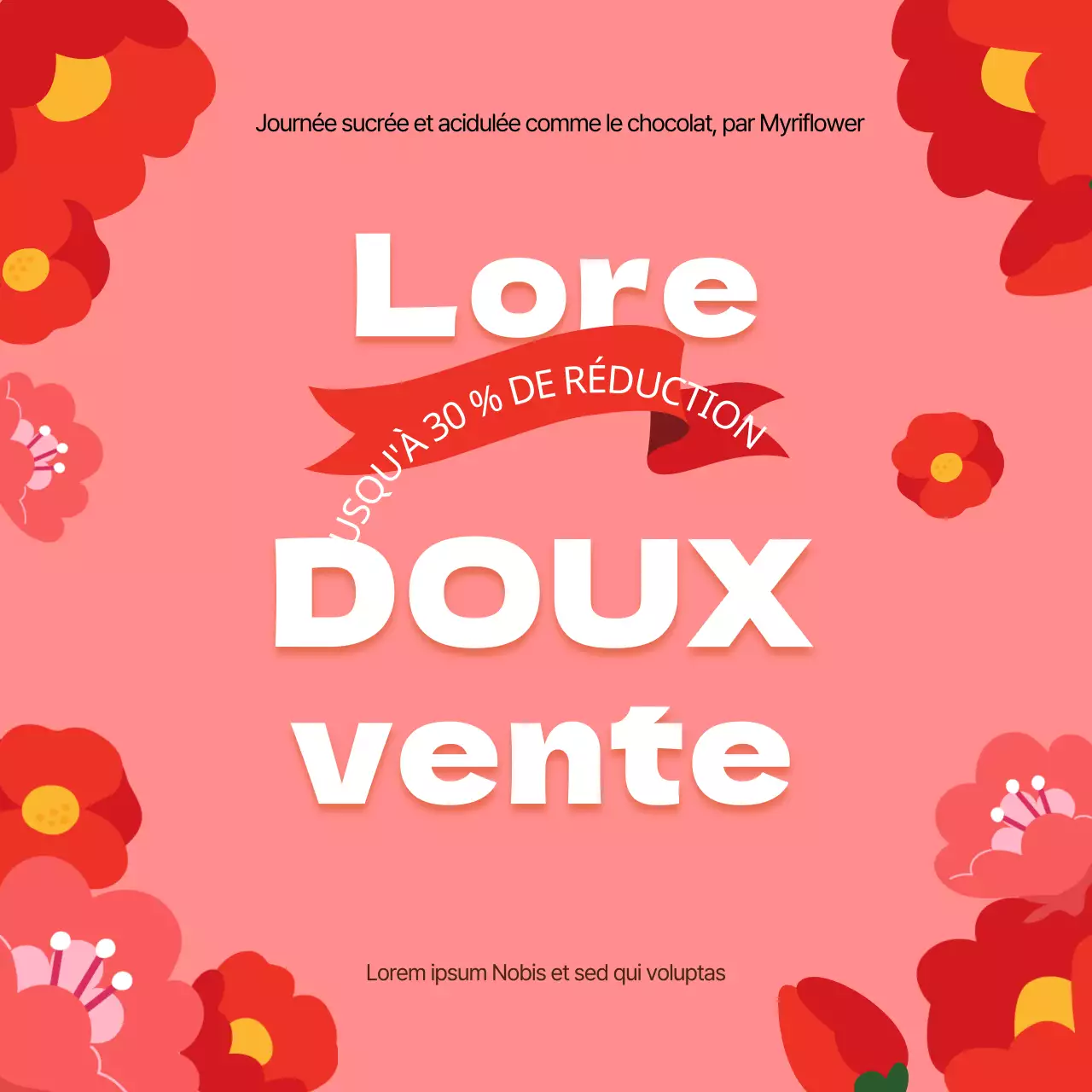 Promouvoir une vente de fleurs minimaliste en rose et rouge