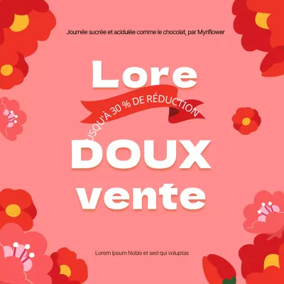 Promouvoir une vente de fleurs minimaliste en rose et rouge