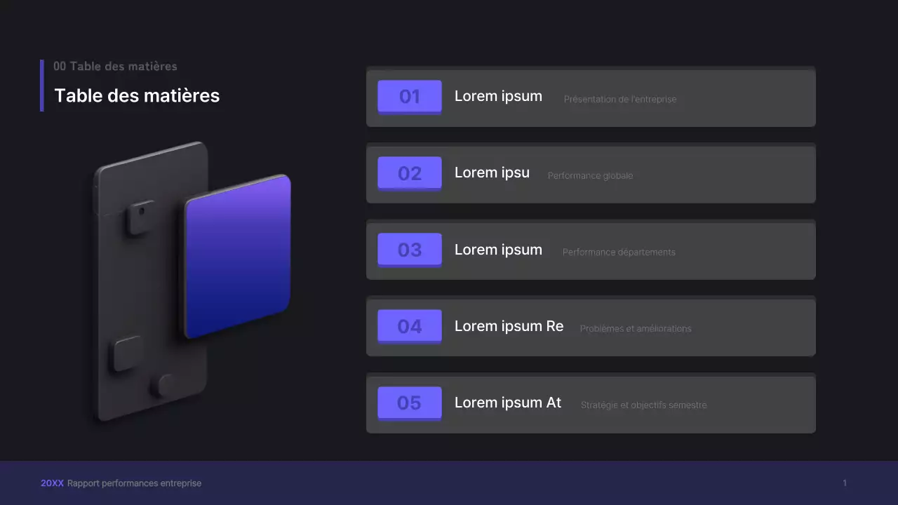 Kit de présentation d'entreprise violet, concept UI tridimensionnel