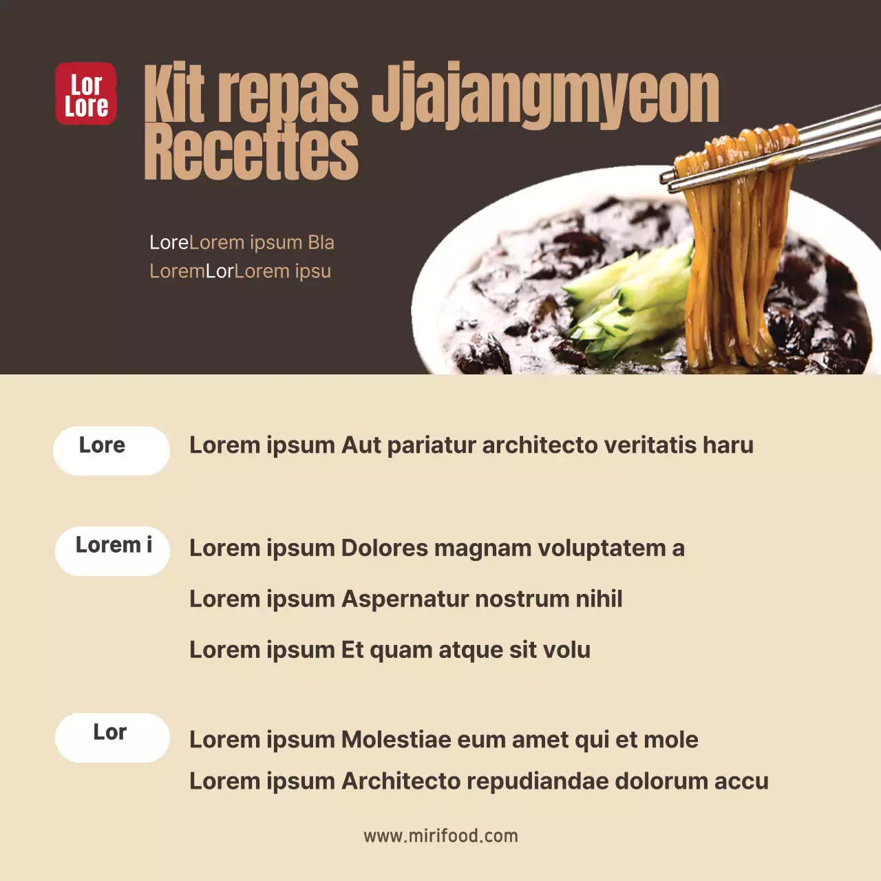 Nouilles brunes JajangPhoto Restaurant chinois Kit repas Recettes Sticker