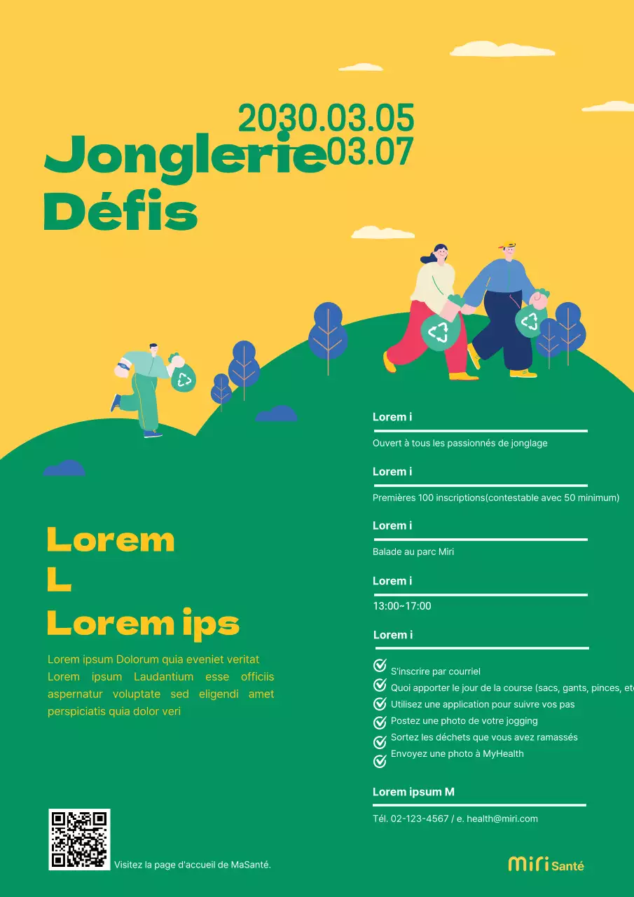 Affiche du défi en jaune-vert