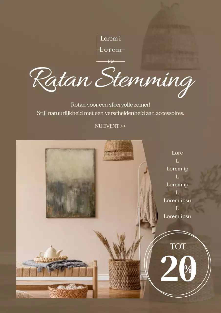 Bruine fotografie accenten Rotan rekwisieten voor een chill-out evenement