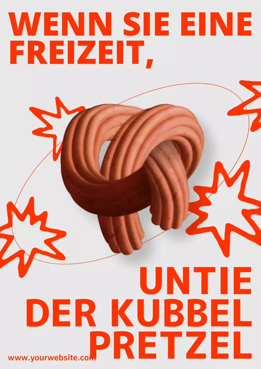 Orange und beige Brezel Planet vertikale Webposter