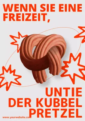 Orange und beige Brezel Planet vertikale Webposter