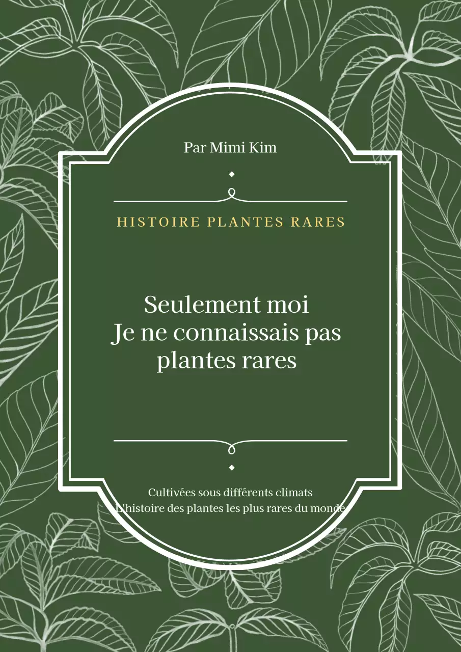 Livre de plantes rares avec motif de feuilles vertes