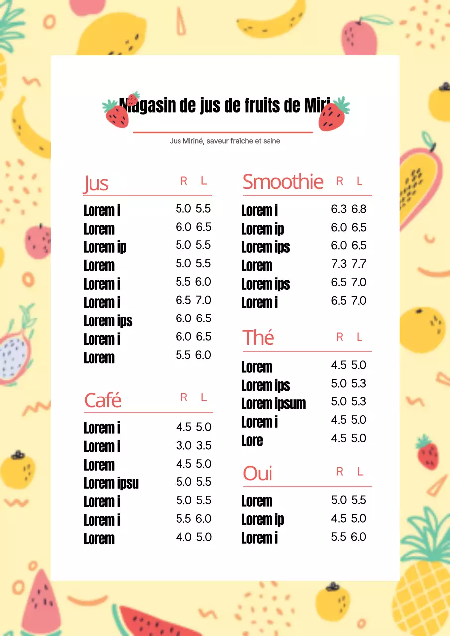 Créez une jolie carte des boissons avec d'adorables illustrations