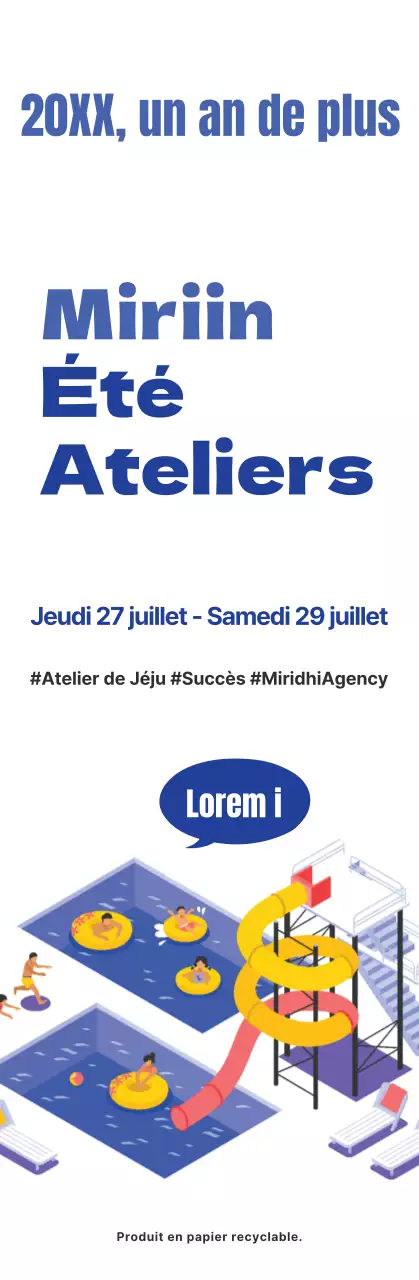 Illustration simple en bleu marine et bleu clair Sur l'atelier d'été