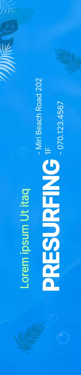 Illustration simple de l'océan en bleu et chartreuse pour l'information et la promotion du surf.
