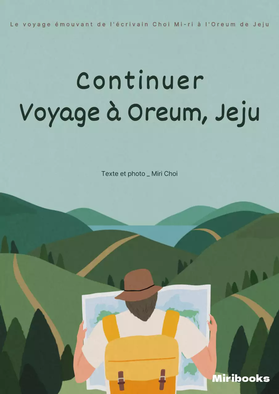 Un voyage vert menthe, peint à la main, à l'Oreum de Jeju