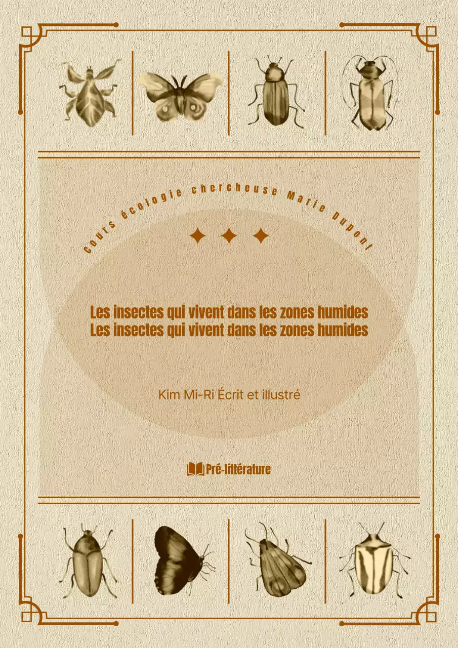 Informations sur les insectes dans une mise en page vintage avec des tons bruns
