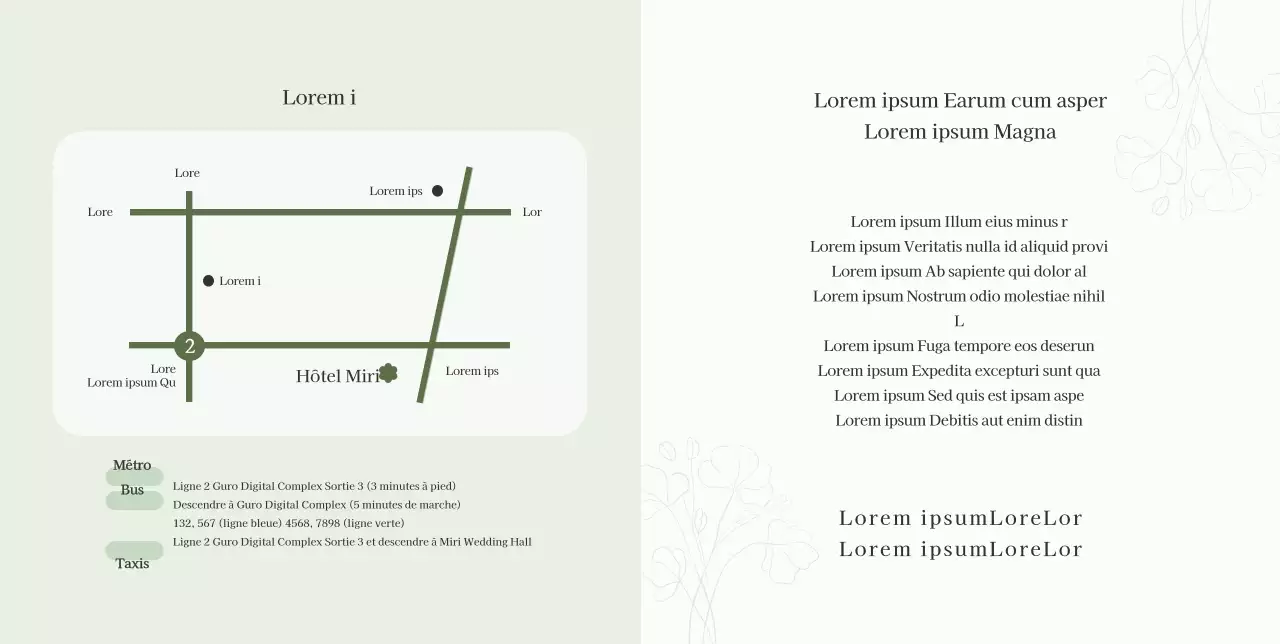 Invitation à un mariage calme et élégant sur fond vert clair