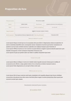 Prospectus du livre brun et beige