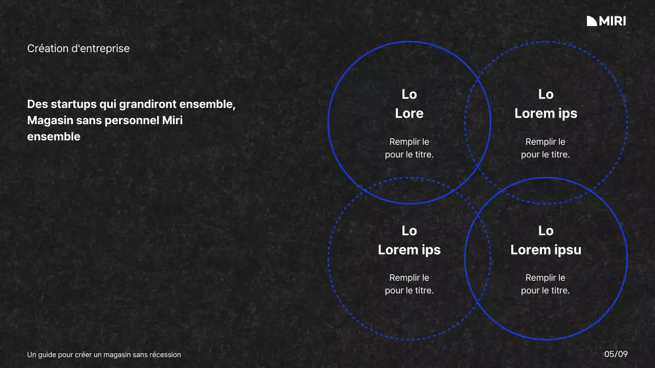 Guide pour la création d'un centre commercial avec une palette de couleurs et une grille blanche, bleue et noire
