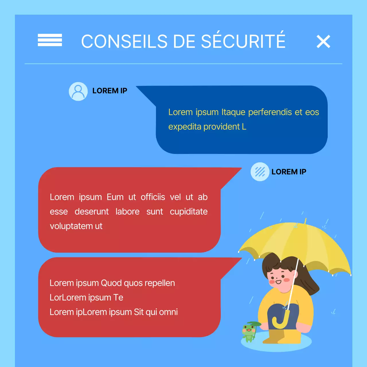 Concept de texte d'alerte en cas de catastrophe en rouge et bleu tendance Information sur l'alerte aux fortes pluies