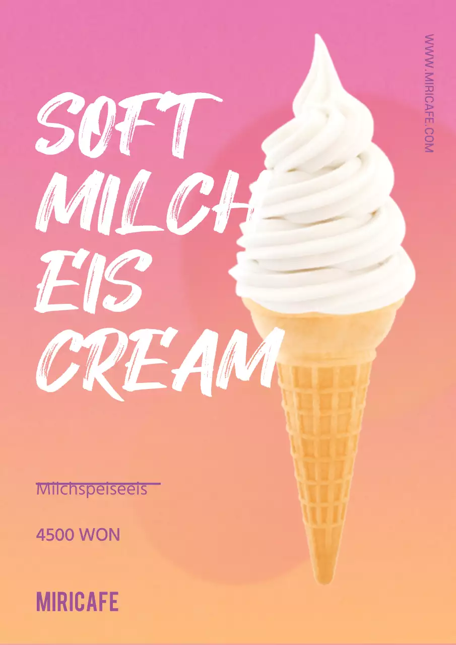 Rosa Orange Gradient Sommer Café Menü Eis Werbeplakat