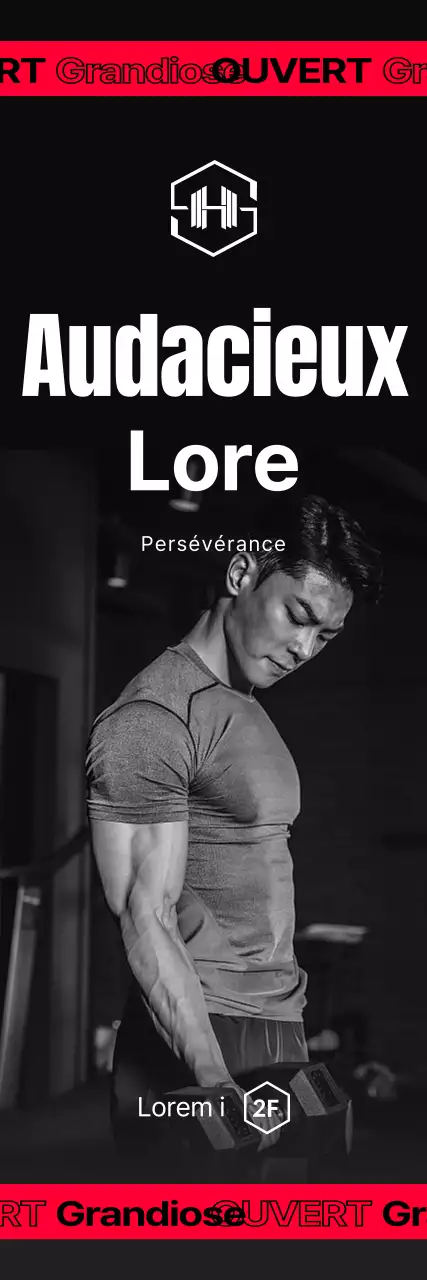 Faites la promotion de l'ouverture de votre salle de sport en noir et rouge