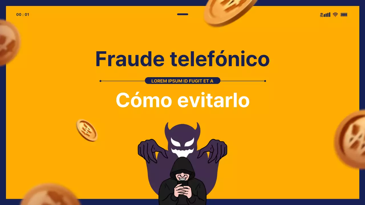 Tema educativo sobre el fraude financiero con plantilla móvil