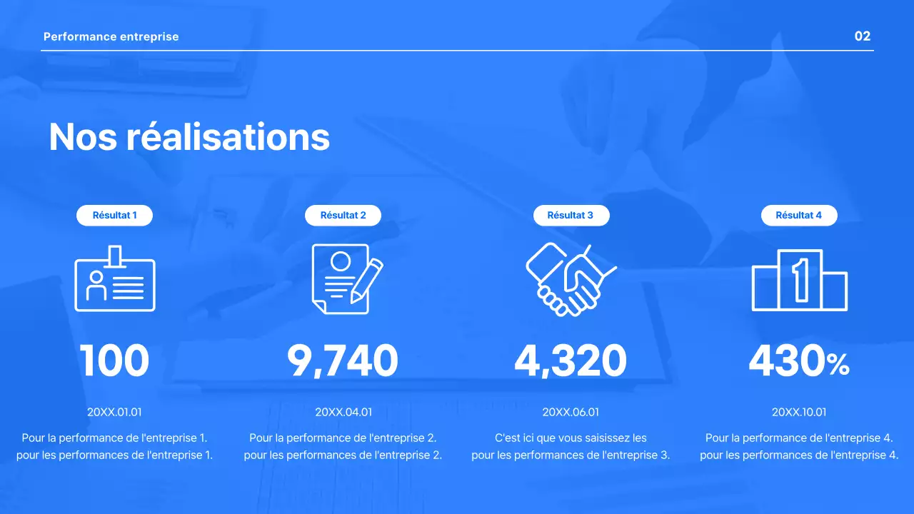 Une présentation d'entreprise moderne en bleu et blanc