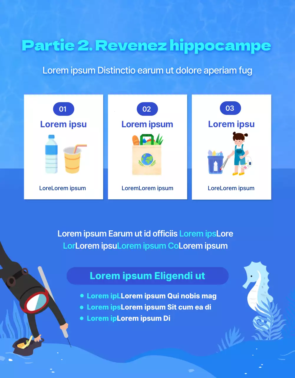 Hippocampes, la créature marine menacée dans l'eau bleue et fraîcheDétails sur le financement de la conservation des hippocampes