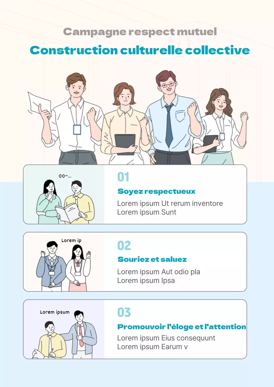 Affiche illustrée de la campagne sur le respect mutuel Campagne sur la culture organisationnelle