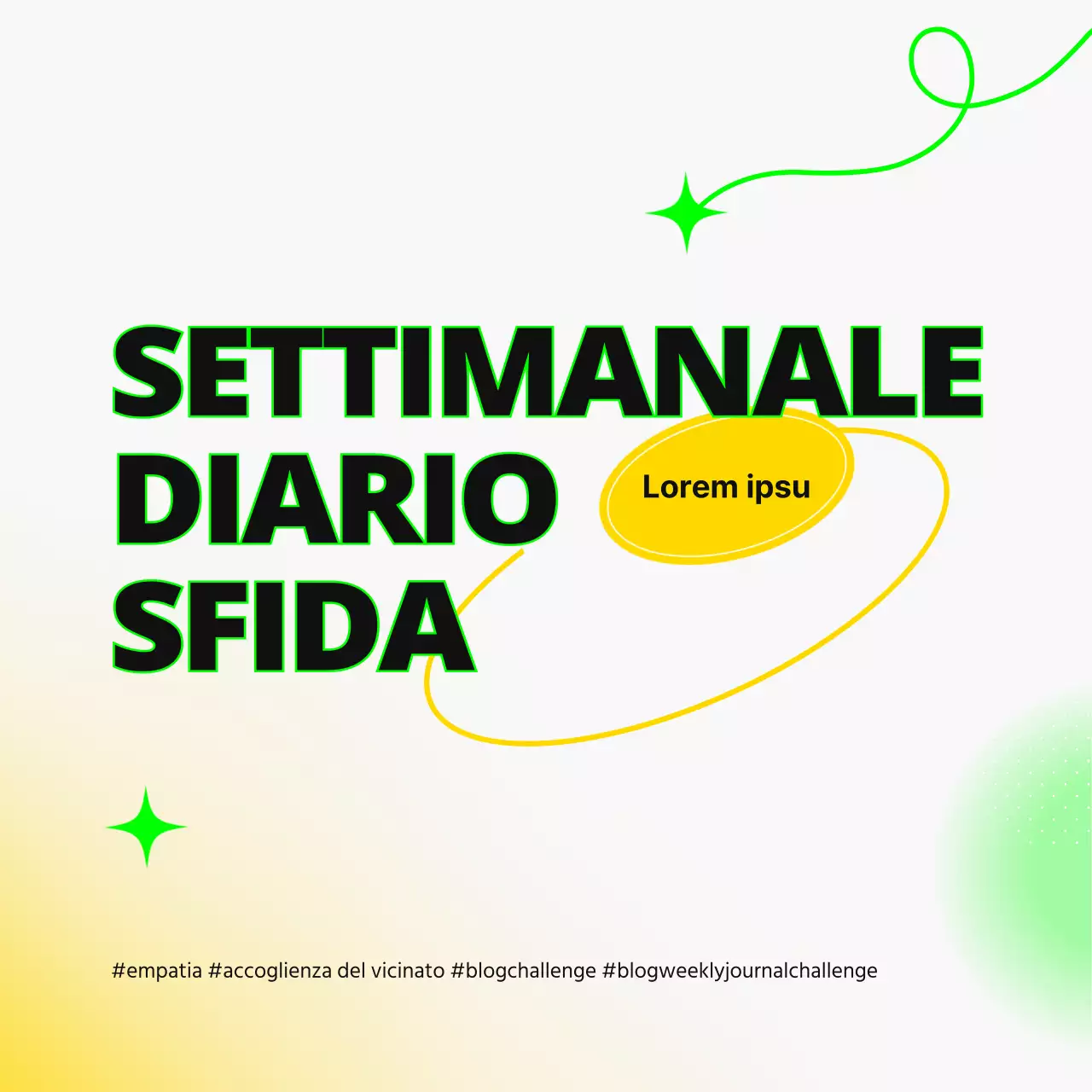 Copertina semplice dell'agenda settimanale gialla e bianca