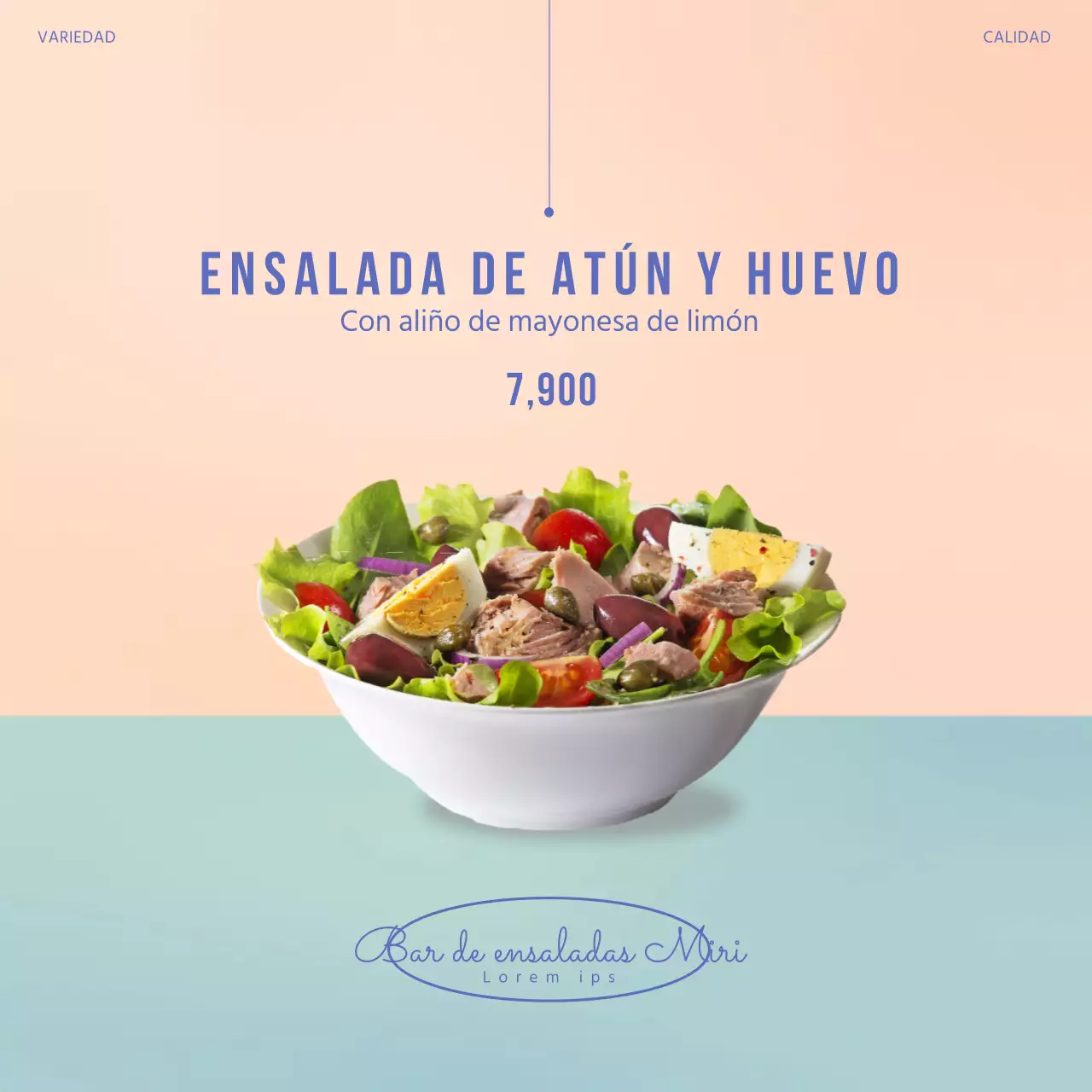 Cuadrado de ensalada simple a la menta