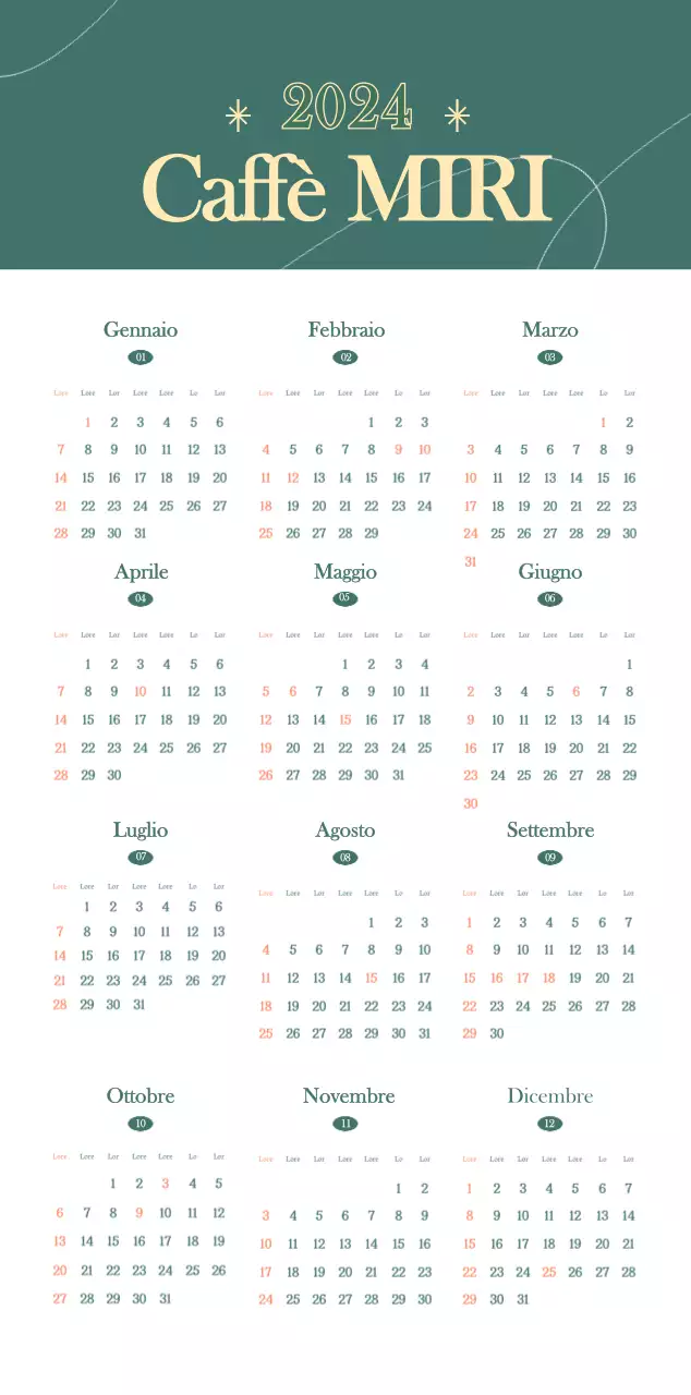 Calendario dei bar con i consigli per le bevande del mese