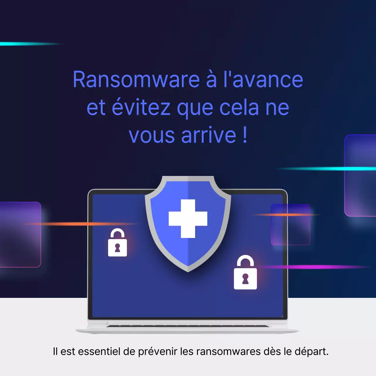Une prévention sérieuse des ransomwares en bleu marine et en gris