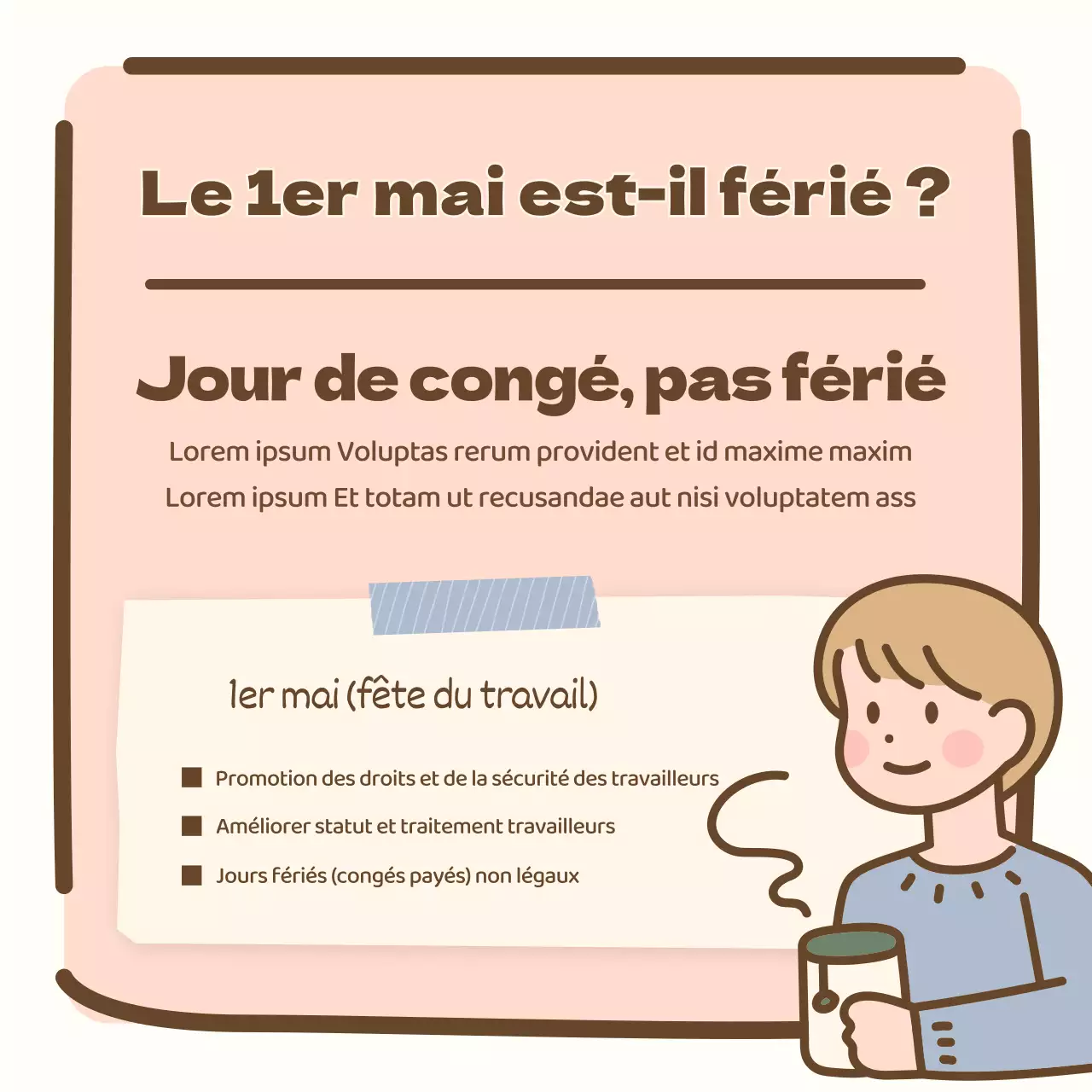 Des vacances de travailleurs agréables et chaleureuses dans des couleurs pastel