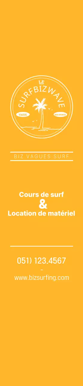 Un logo simple, bleu et jaune, représentant l'emblème du surf, pour promouvoir le magasin.