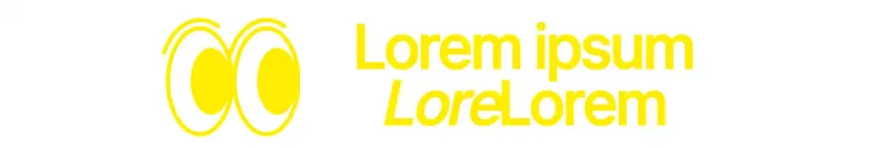 Illustration simple d'un œil rebondissant en jaune combinée à une phrase de texte pour un café de style