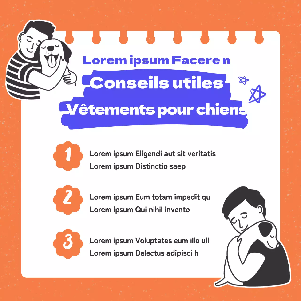 Promouvoir les vêtements pour chiens avec des touches d'orange et de bleu