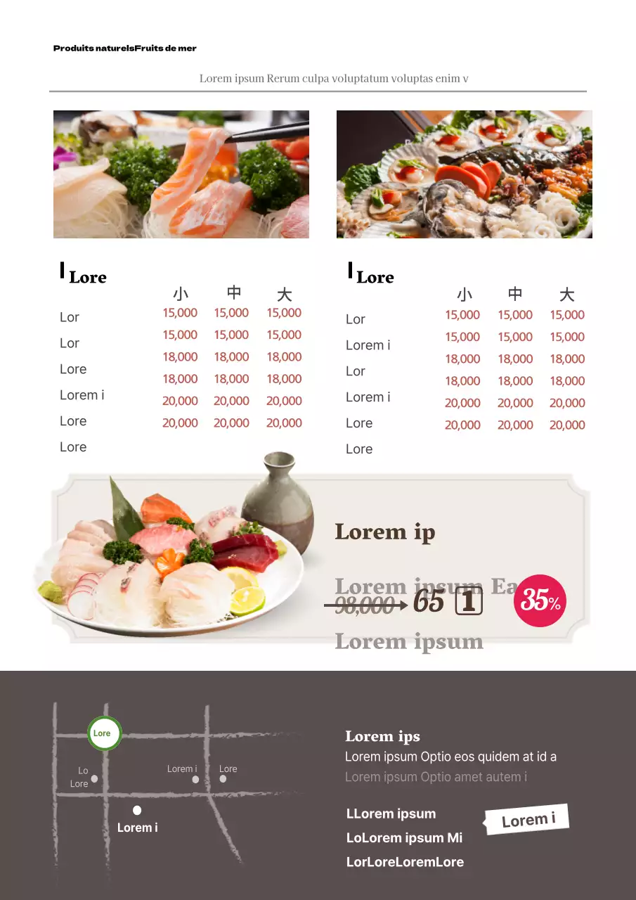 Annonces de menus avec photos de plats bruns